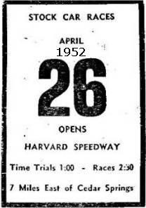 Harvard Speedway - 1952 Ad From Jerry